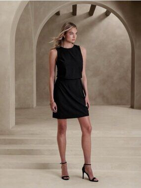 Banana Republic Sculpted Blousant-Waist Mini Dress Black 12 #A3569